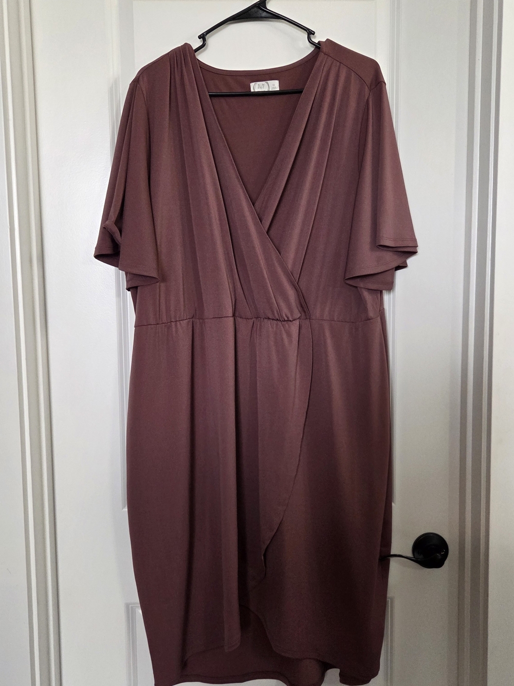 Maurices Dusty Mauve Faux-Wrap Midi Dress